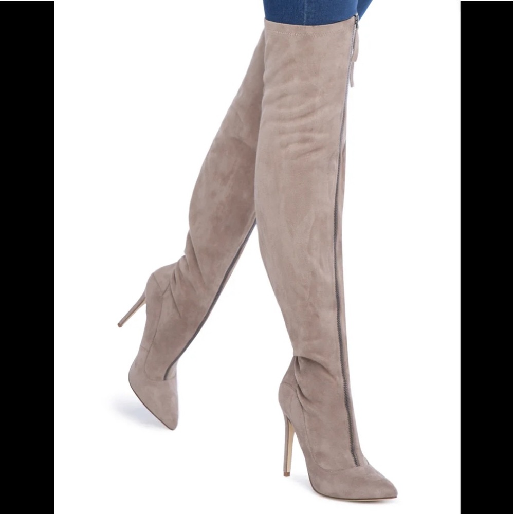 NWOT. SHOE DAZZLE | Taupe Maran Over The Knee Heeled Boot Sz 10